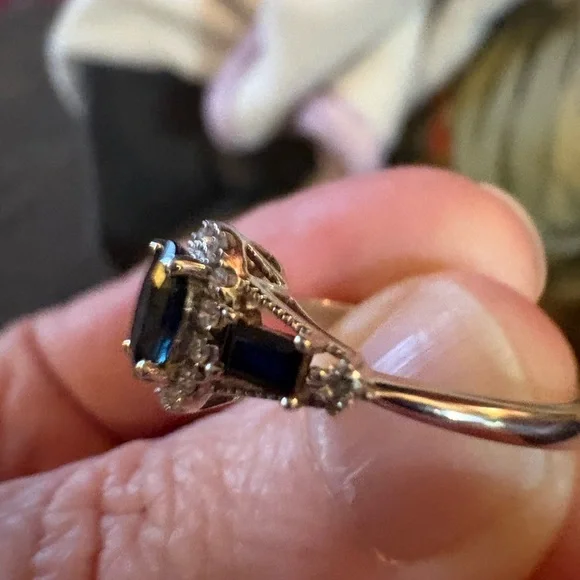 Kay Jewelers white gold Ring with sapphire and White Gems - Picture 3 of 4
